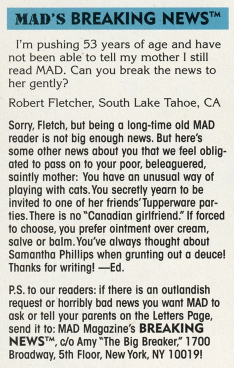 Letters - Mad's Breaking News