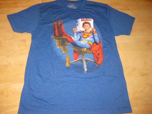 Men's S Mad Magazine Superman & Alfred E 2XL NEW Newmun Blue T-Shirt 