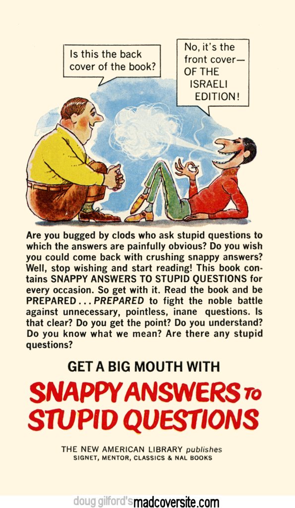 Doug Gilford S Mad Cover Site Mad Paperbacks Mad S Al Jaffee Spews Out Snappy Answers To